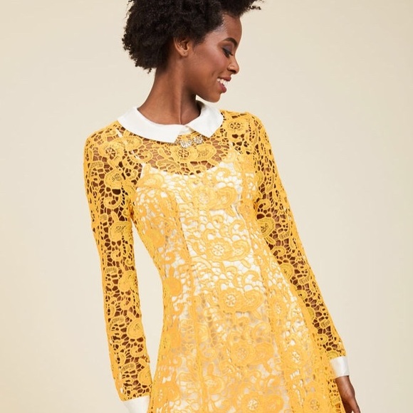 Mod Cloth yellow lace dress - Picture 3 of 5